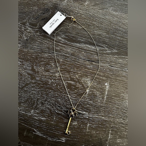 New Kate Spade Gold Tone Pave Key Pendant necklace Lock & Spade Chain WBRUH385 - Picture 1 of 5
